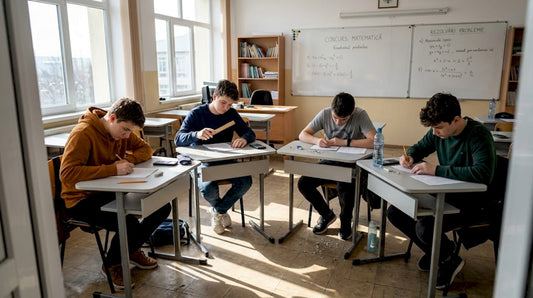 Elevii sunt concentrați și implicați în timpul competițiilor din clasă.